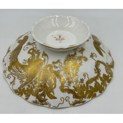 396 - Royal Crown Derby Bone China 'Gold Aves' Footed Bowl 10cm d x 8 cm h with A1235/XL to base along wit... 