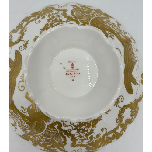 396 - Royal Crown Derby Bone China 'Gold Aves' Footed Bowl 10cm d x 8 cm h with A1235/XL to base along wit... 