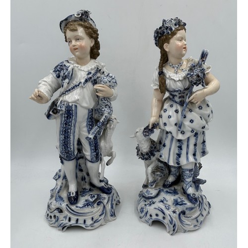 231 - A selection of 19thC Japanese & European Blue and White ceramics to include 2 x Japanese Foo Dogs 31... 