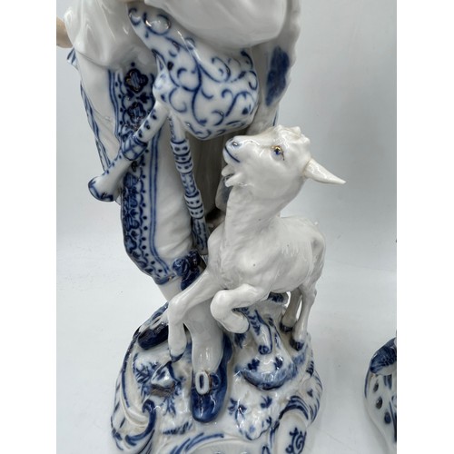 231 - A selection of 19thC Japanese & European Blue and White ceramics to include 2 x Japanese Foo Dogs 31... 