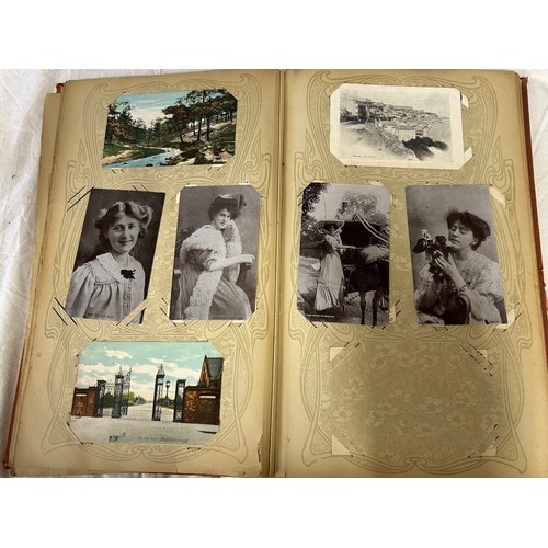 390 - A collection of six Edwardian Postcard Albums to include used/unused cards covering the UK, Yorkshir... 