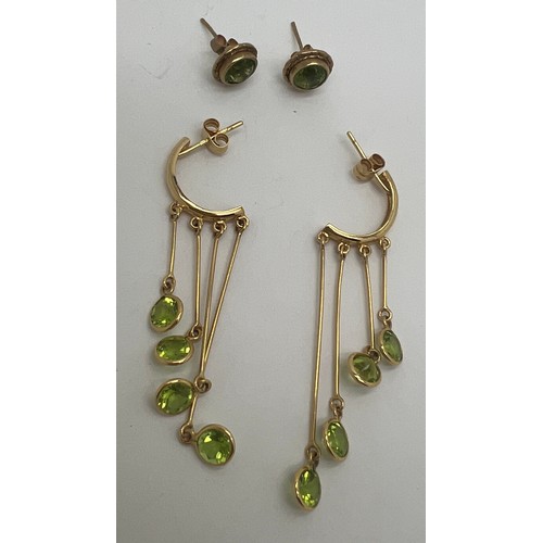 694 - Two pairs of earrings set in yellow metal, one pair marked 9 carat gold, the other marks indeciphera... 