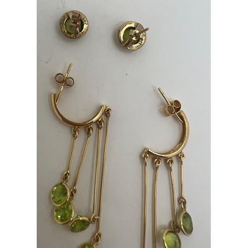 694 - Two pairs of earrings set in yellow metal, one pair marked 9 carat gold, the other marks indeciphera... 