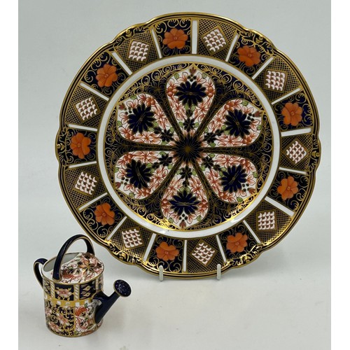 388 - Royal Crown Derby: an 1128 Old Imari Gadroon Edge plate 23cm diameter and a miniature watering can 8... 