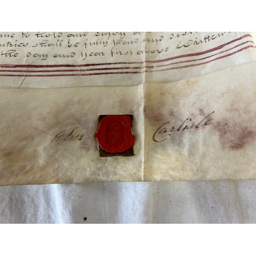 1289 - An 18thC indenture/conveyance, dated 1789 between  Reverend Christopher Johnson and John Carlisle to... 