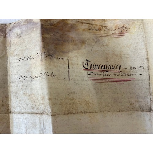 1289 - An 18thC indenture/conveyance, dated 1789 between  Reverend Christopher Johnson and John Carlisle to... 