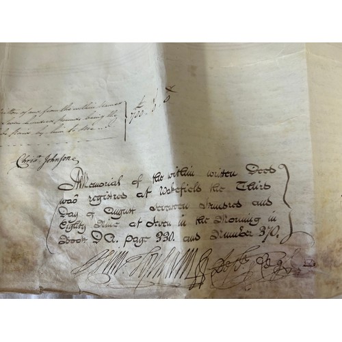 1289 - An 18thC indenture/conveyance, dated 1789 between  Reverend Christopher Johnson and John Carlisle to... 