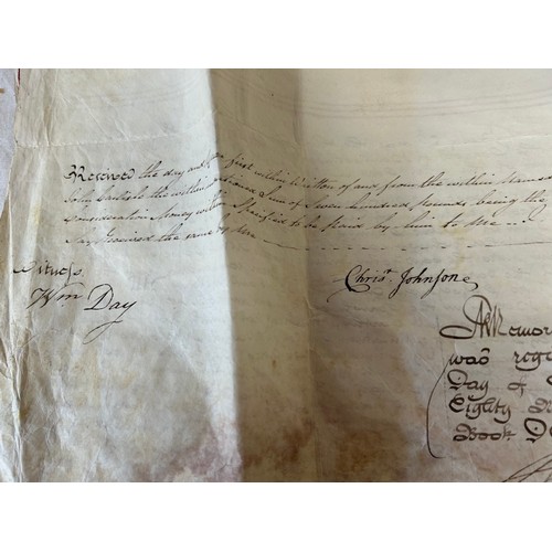 1289 - An 18thC indenture/conveyance, dated 1789 between  Reverend Christopher Johnson and John Carlisle to... 