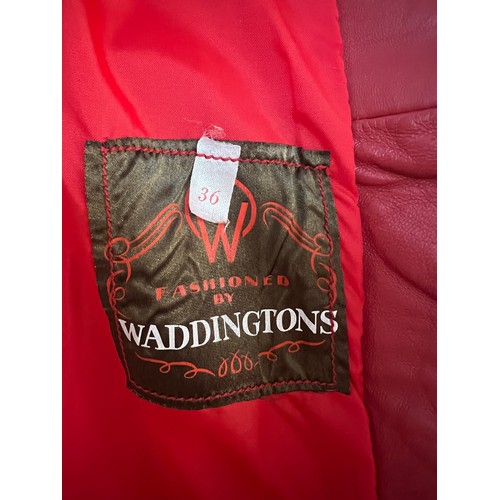 883 - A 1960’s red leather coat labelled Waddingtons size 36. Approximately 93cm l.