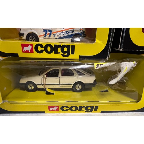 1154 - Boxed Corgi to include 334 Ford Escort, 451 Ford Sierra Taxi, 281 Datapost Metro, 294 Renault Alpine... 