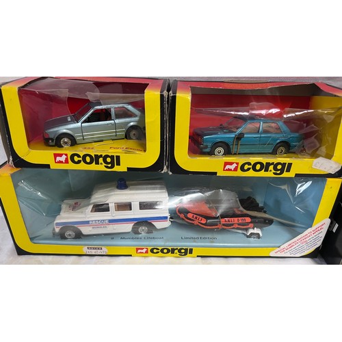 1154 - Boxed Corgi to include 334 Ford Escort, 451 Ford Sierra Taxi, 281 Datapost Metro, 294 Renault Alpine... 