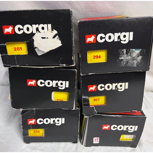 1154 - Boxed Corgi to include 334 Ford Escort, 451 Ford Sierra Taxi, 281 Datapost Metro, 294 Renault Alpine... 