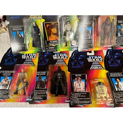 1158 - Star Wars: A collection of 44 Hasbro and Kenner carded figures, a Deluxe Probe Droid and a Deluxe Ho... 