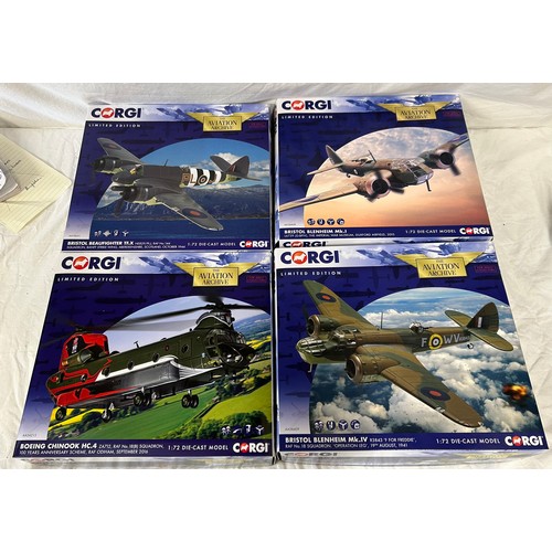 1167 - Four Corgi Limited Edition Aviation Archive to include   AA34215 Boeing Chinook HC.4 (510/1300), AA2... 