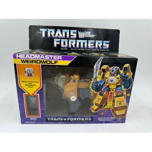 1184 - Two boxed Hasbro Transformers, comprising G1 Decepticon Headmaster Weirdwolf with Monzo Trainer and ... 