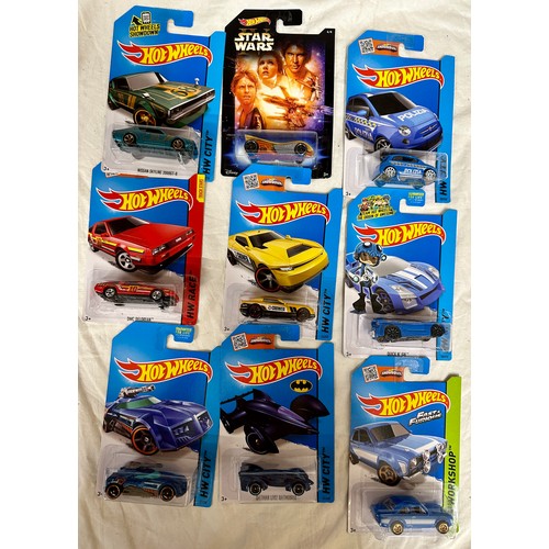 1185 - Carded Mattel Hot Wheels diecast models, including Star Wars, HW Race, HW City, HW Workshop, HW Off ... 