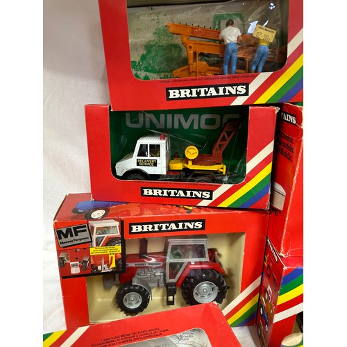 1191 - Britains diecast farming models to include 9556 Hay Baler, 9535 Potato Harvester, 9581 Unimog Breakd... 