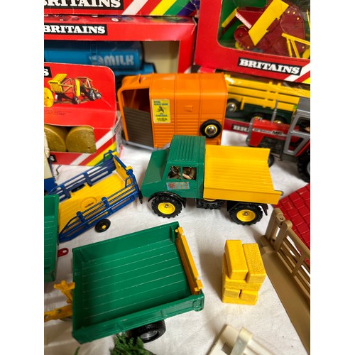 1191 - Britains diecast farming models to include 9556 Hay Baler, 9535 Potato Harvester, 9581 Unimog Breakd... 