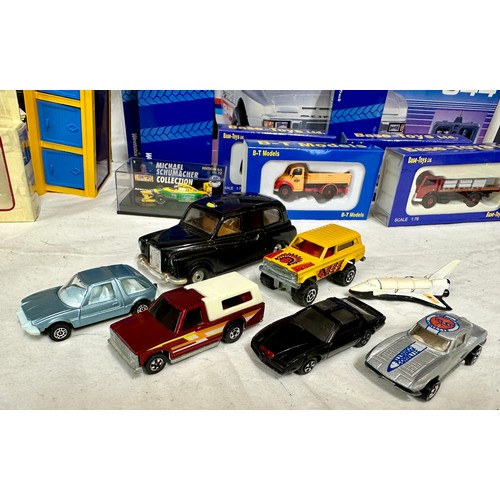 1195 - A collection of model cars to include Hot Wheels, Corgi, Base Toys, Majorette, Forward Models, Burag... 