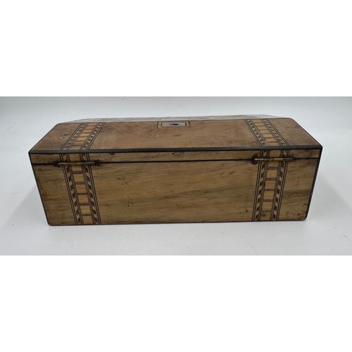 949 - A Tunbridge ware inlaid walnut writing slope with Mother Of Pearl decoration, fitted interior to inc... 