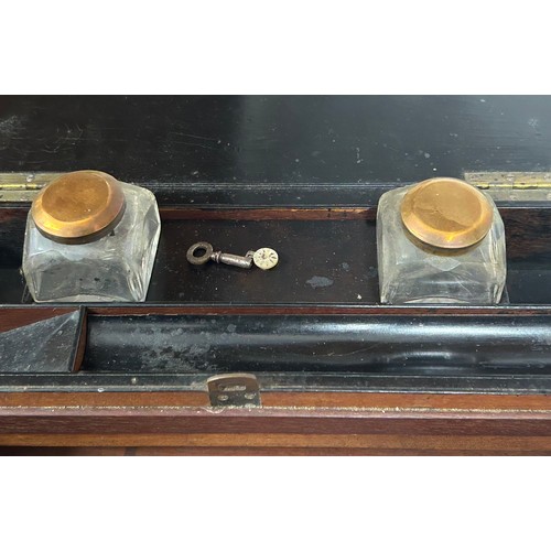 949 - A Tunbridge ware inlaid walnut writing slope with Mother Of Pearl decoration, fitted interior to inc... 