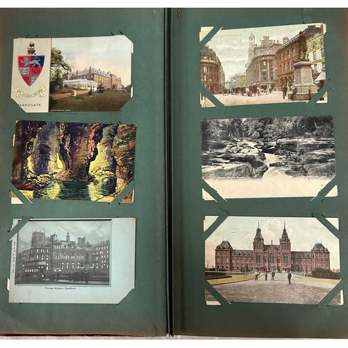 398 - A collection of Postcards in 6 albums approx 400 cards worldwide, an Edwardian album containing appr... 