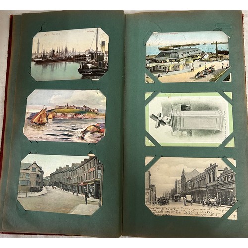 398 - A collection of Postcards in 6 albums approx 400 cards worldwide, an Edwardian album containing appr... 