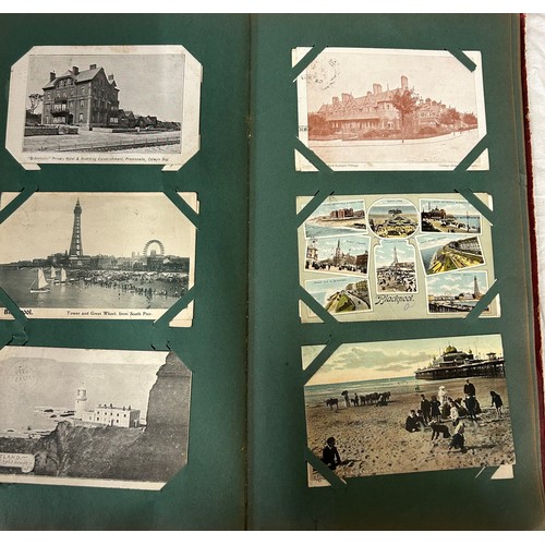 398 - A collection of Postcards in 6 albums approx 400 cards worldwide, an Edwardian album containing appr... 