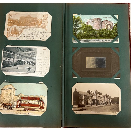 398 - A collection of Postcards in 6 albums approx 400 cards worldwide, an Edwardian album containing appr... 