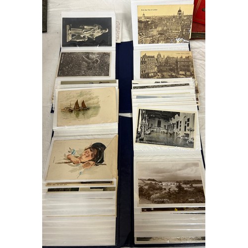 398 - A collection of Postcards in 6 albums approx 400 cards worldwide, an Edwardian album containing appr... 