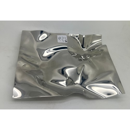 1298 - Georg Jensen Pantin dish in polished stainless steel. 17.5cm x 14.5cm.