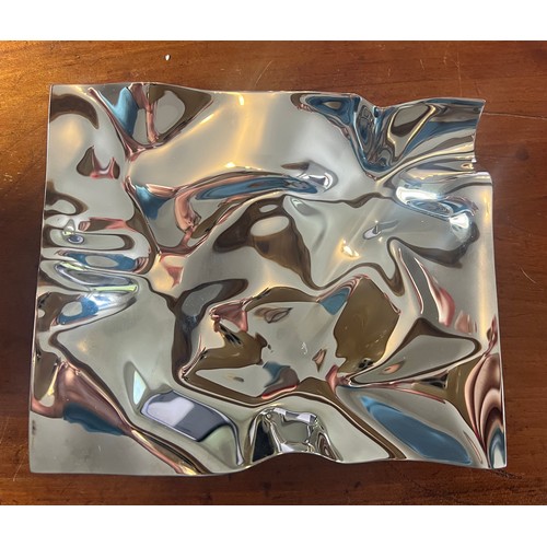 1298 - Georg Jensen Pantin dish in polished stainless steel. 17.5cm x 14.5cm.