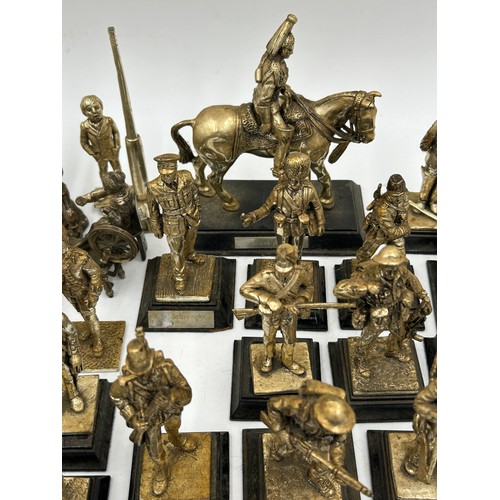 1300 - A collection of 29 Royal Hampshire Pewter military figures together with 14 other figures depicting ... 