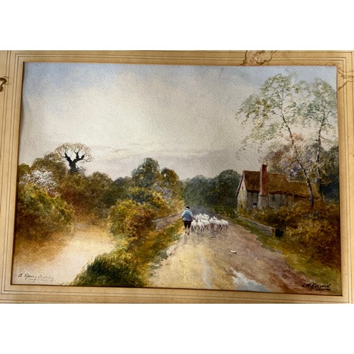 1376 - J. W. Gozzard (1888 -1950)  A pair of early 20thC watercolours by the artist  'A Showery Spring Day'... 