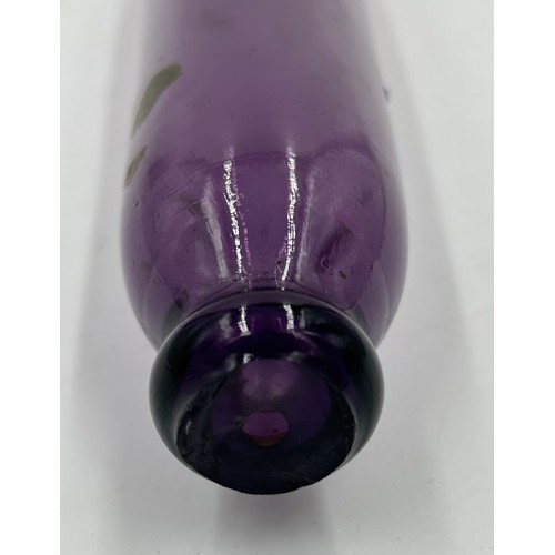 428 - Various glass to include a Victorian purple glass rolling pin, a Royal Brierley iridescent cranberry... 