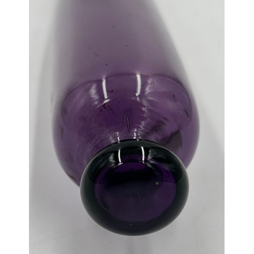 428 - Various glass to include a Victorian purple glass rolling pin, a Royal Brierley iridescent cranberry... 