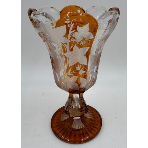 430 - Various late 19th/early 20thC glass to include a Bohemian hand painted portrait vase Prima-Donna aft... 