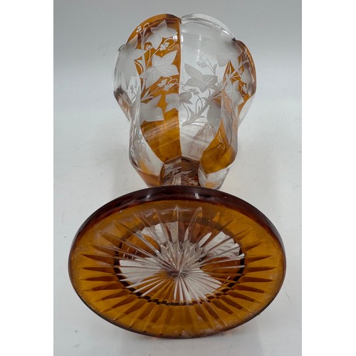 430 - Various late 19th/early 20thC glass to include a Bohemian hand painted portrait vase Prima-Donna aft... 