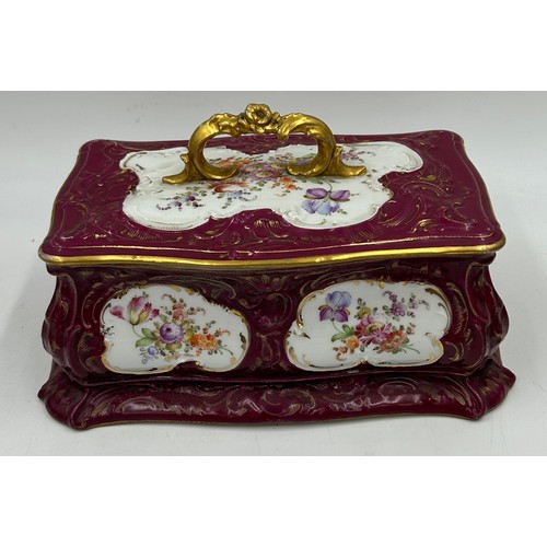 178 - Continental 20thC porcelain to include 3 x hand painted lidded boxes with gilt metal mounts, a Dresd... 