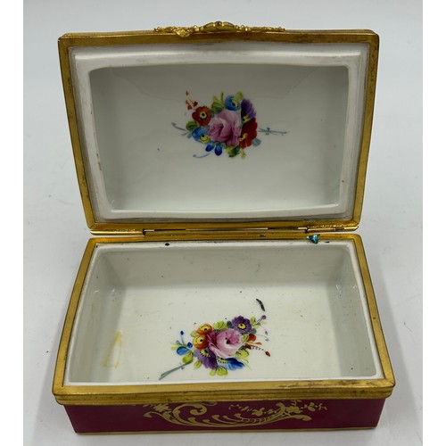 178 - Continental 20thC porcelain to include 3 x hand painted lidded boxes with gilt metal mounts, a Dresd... 