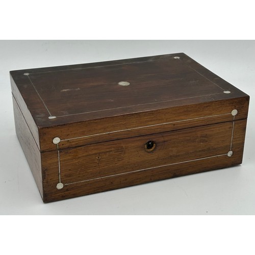 951 - Four late 19thC Tunbridge Ware Vanity boxes to include 2 x Walnut with geometric marquetry design in... 