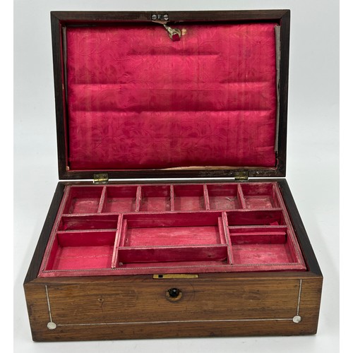 951 - Four late 19thC Tunbridge Ware Vanity boxes to include 2 x Walnut with geometric marquetry design in... 