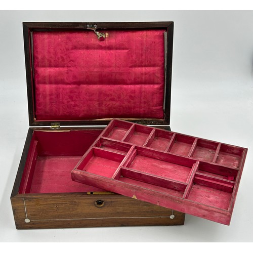 951 - Four late 19thC Tunbridge Ware Vanity boxes to include 2 x Walnut with geometric marquetry design in... 