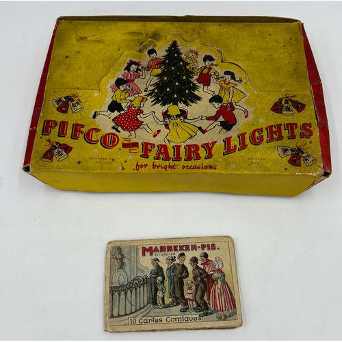 1306 - An original boxed set of Pifco Fairy Lights with nursery rhyme themes together with a Manneken -Pis ... 