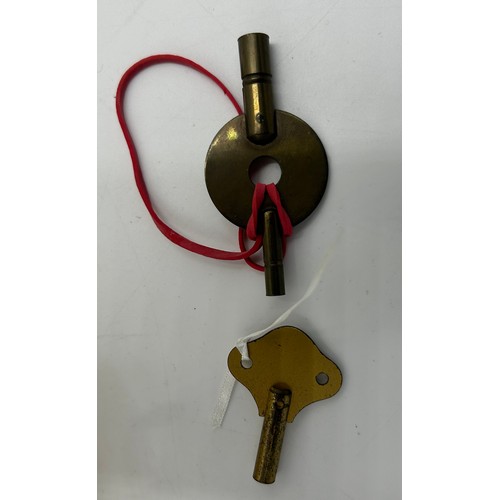 1003 - Collection of Brass to include a Schatz Ships Bell 8 Day 7 jewels with key 17cm d, a matching Schatz... 