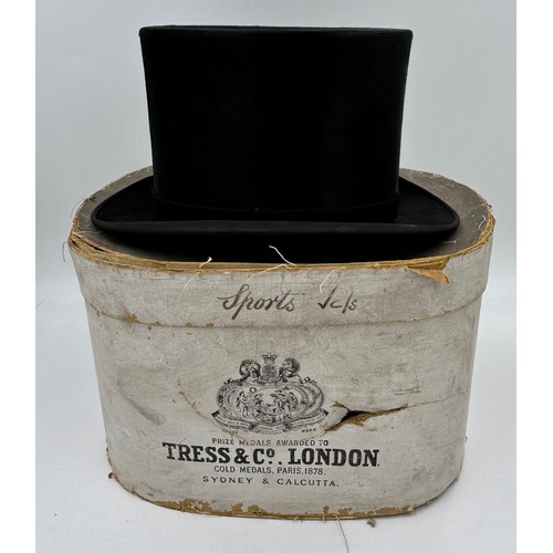 856 - A collection of eight Silk/Beaver Top Hats to include Scott & Co 21cm x 16.5 cm in leather case by C... 