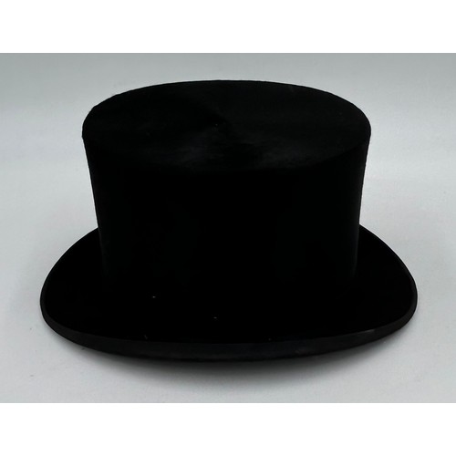 856 - A collection of eight Silk/Beaver Top Hats to include Scott & Co 21cm x 16.5 cm in leather case by C... 