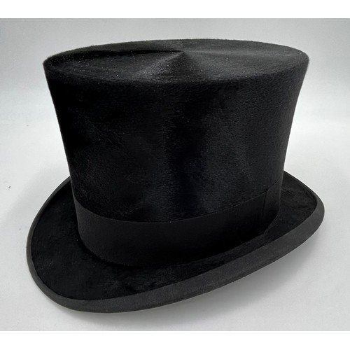 856 - A collection of eight Silk/Beaver Top Hats to include Scott & Co 21cm x 16.5 cm in leather case by C... 