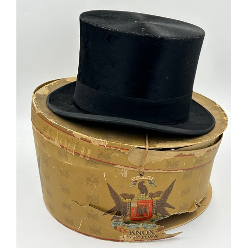 856 - A collection of eight Silk/Beaver Top Hats to include Scott & Co 21cm x 16.5 cm in leather case by C... 