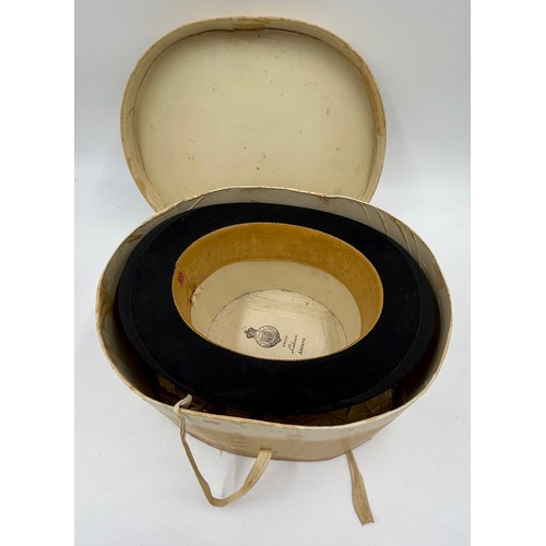 856 - A collection of eight Silk/Beaver Top Hats to include Scott & Co 21cm x 16.5 cm in leather case by C... 